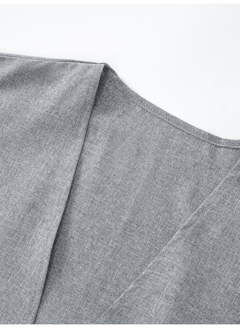 SHOWDAY Women’s Open Front Abaya Cardigan, Two Tone Long Kimono Kaftan with Belt & Pockets, Modest Maxi Outerwear for Daily Wear, Ramadan & Eid - Image 4